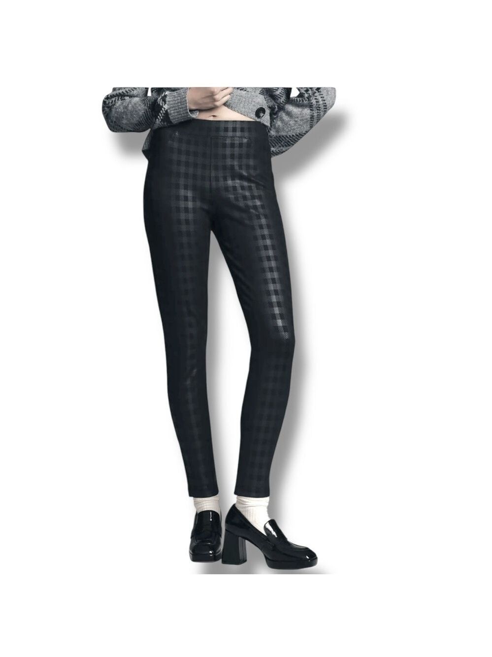 Sanctuary Runway Leggings Black Check Plaid Anthropologie Size Small